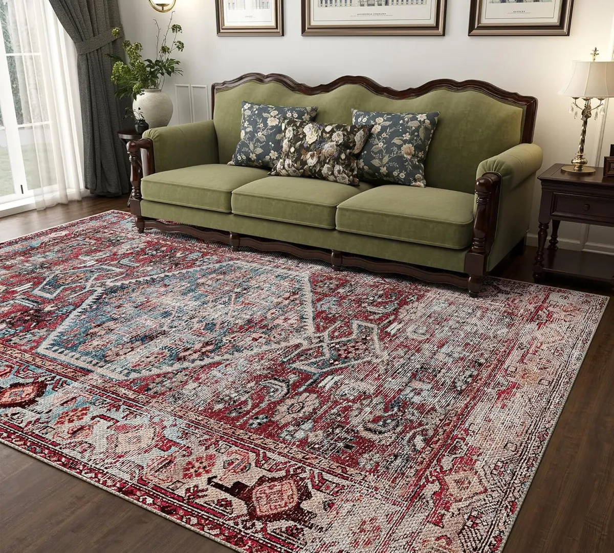 Vintage Rugs for Living Room Distressed Red - Image 1