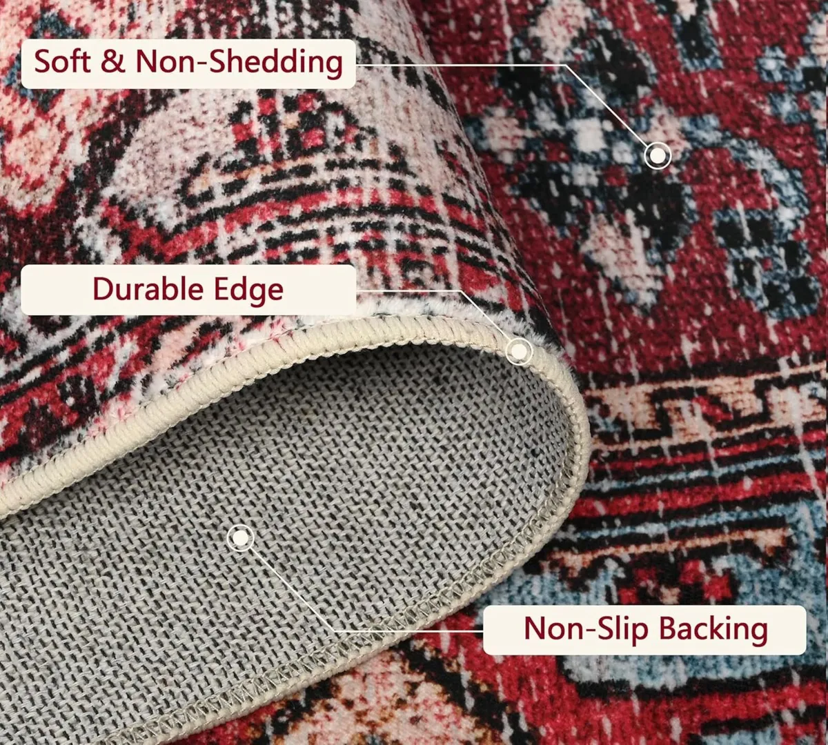 Vintage Rugs for Living Room Distressed Red - Image 2