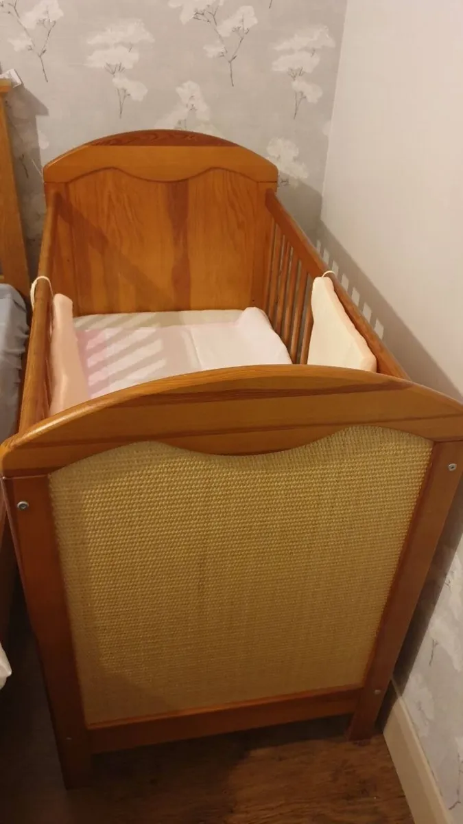 Wood & Rattan Baby Crib - Image 4
