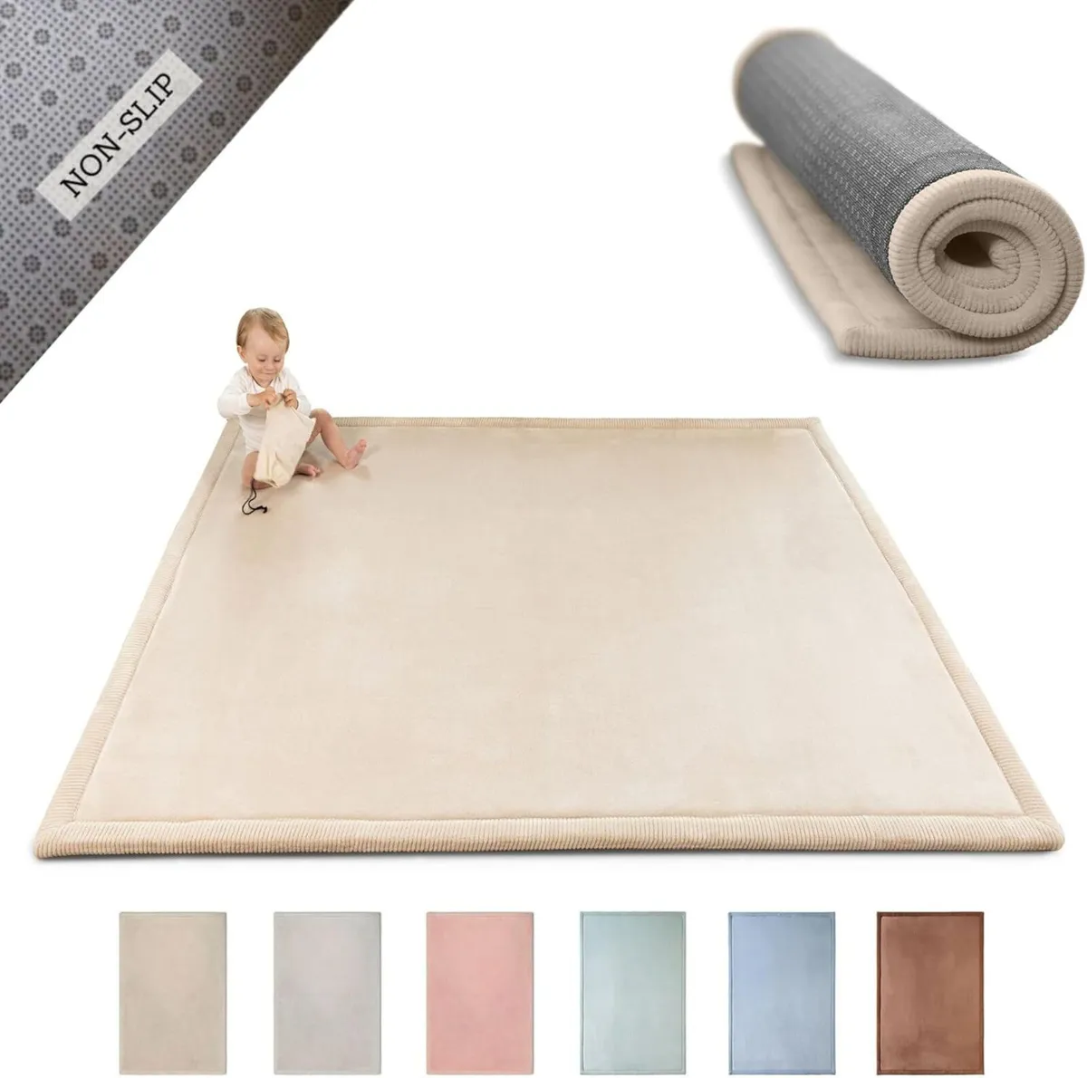 Premium Large Velvet Baby Play Mat 200x150x2.5cm - Image 1