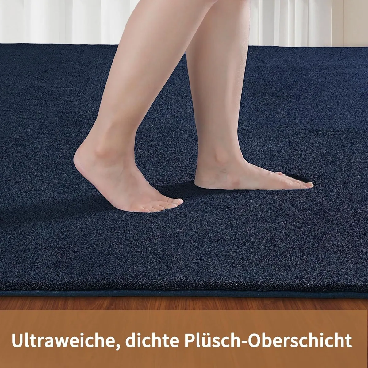 Navy Blue Area Rug 240 x 300 cm Fluffy Non-Slip - Image 3