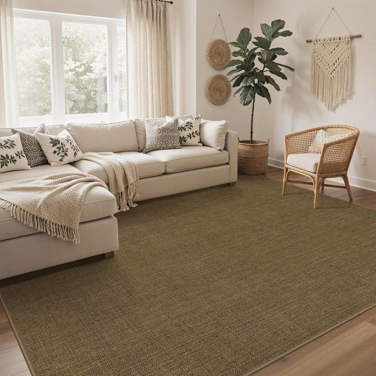 Faux Jute Indoor Outdoor Runner Rug Washable Non - Image 1