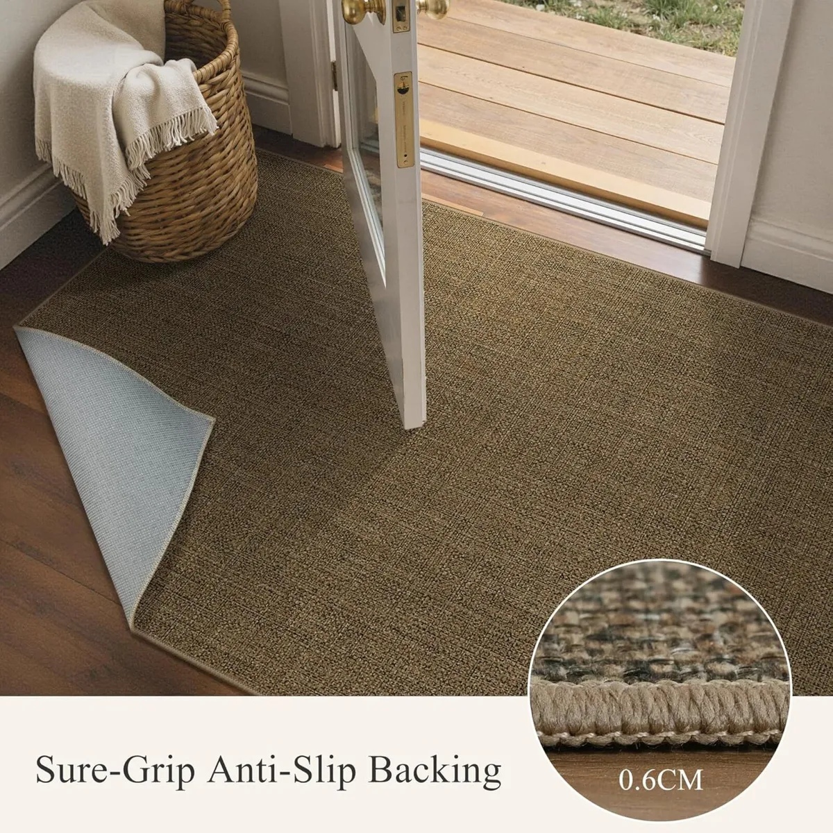 Faux Jute Indoor Outdoor Runner Rug Washable Non - Image 4