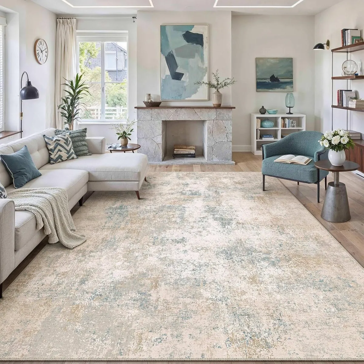 Modern Abstract Area Rug Living Room Extra Large - Image 1