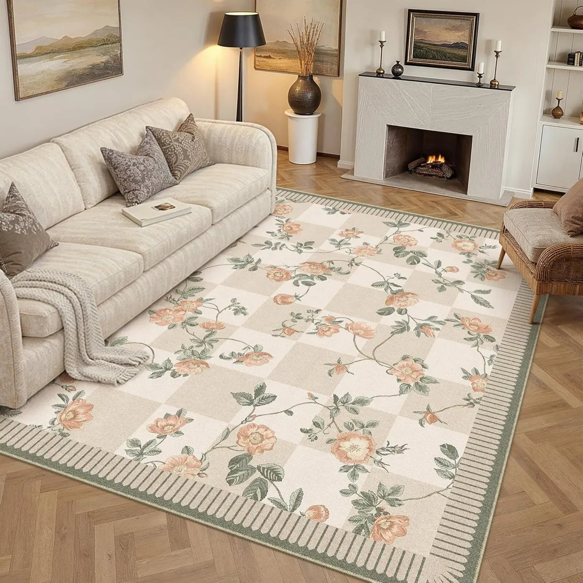 Rugs Living Room Washable Flower Area Large Rug - Image 4