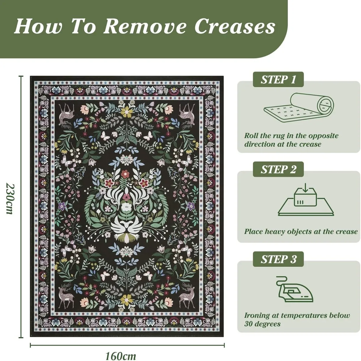 Rugs Living Room Large 160x230cm Vintage Washable - Image 2