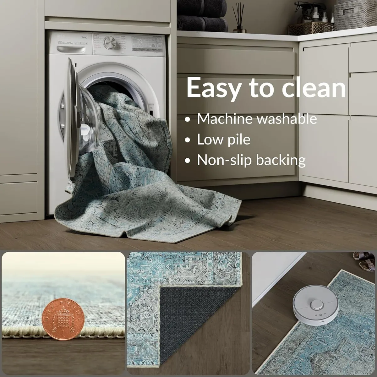 Machine Washable Rug 122x170cm 75% Recycled - Image 3