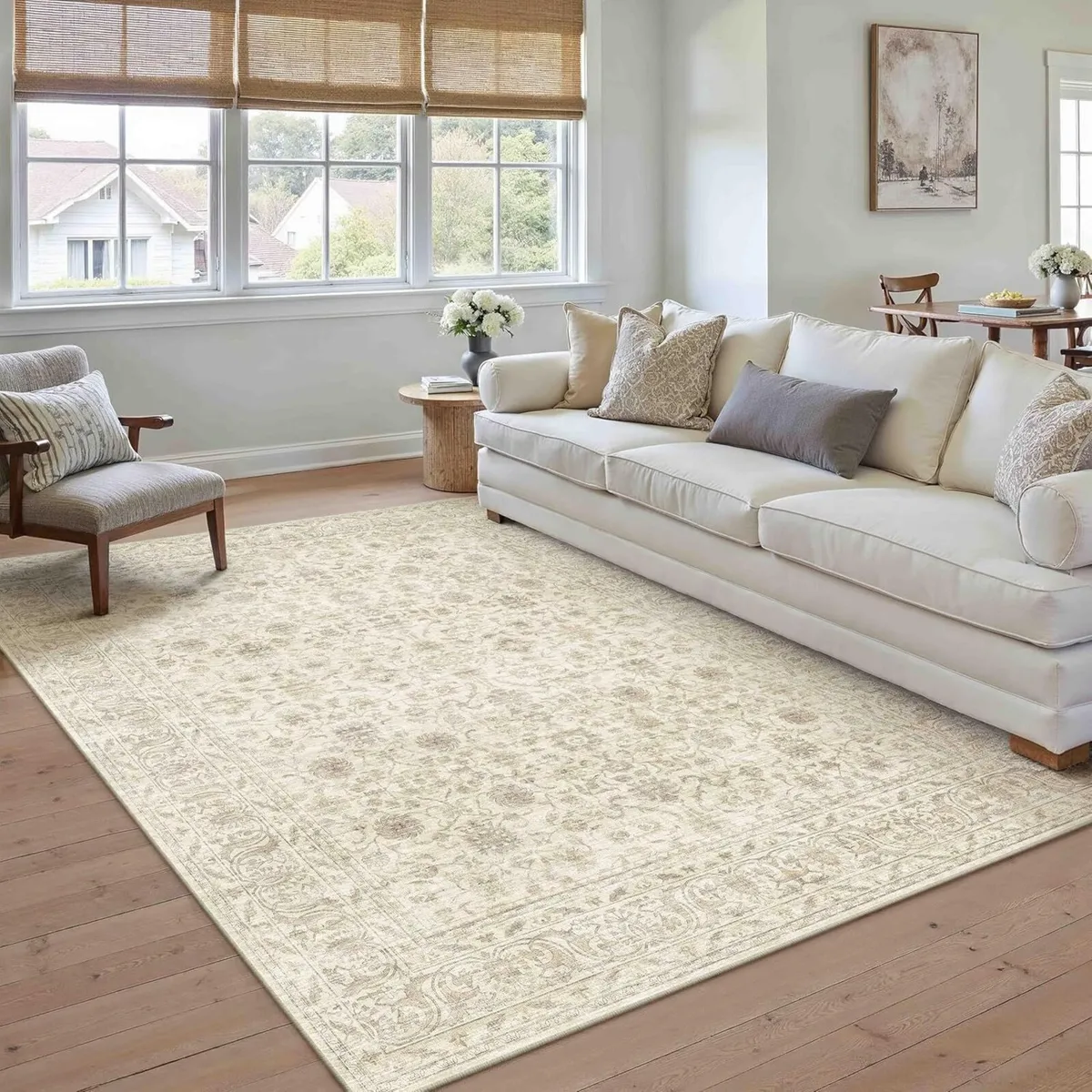 Vintage Beige Rugs Living Room Large 160x230cm - Image 1