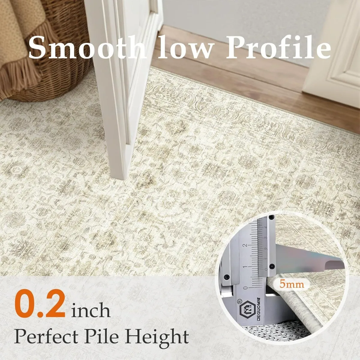 Vintage Beige Rugs Living Room Large 160x230cm - Image 4