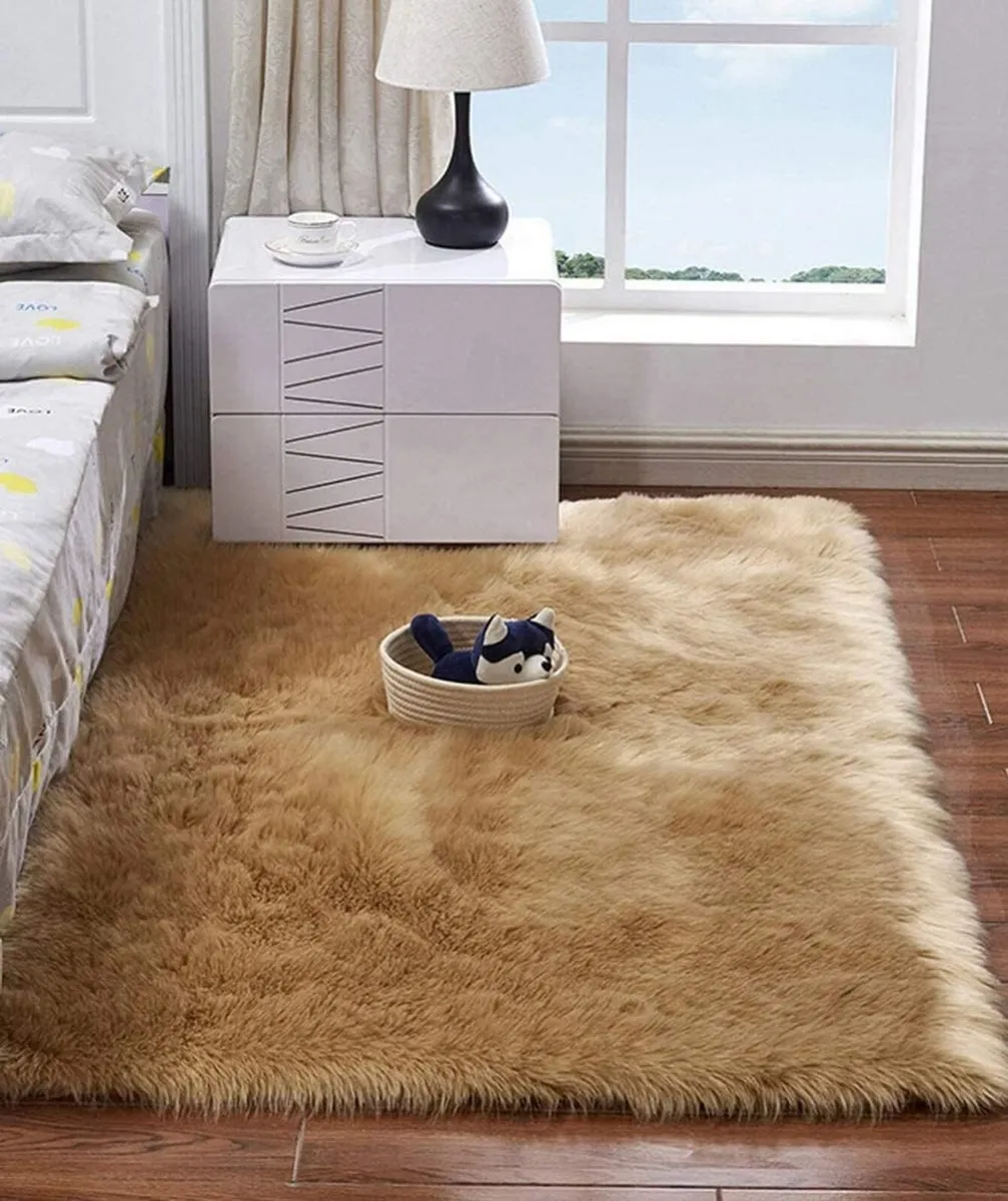 Faux Fur Rug Small Fluffy Soft Rugs for Bedroom - Image 1