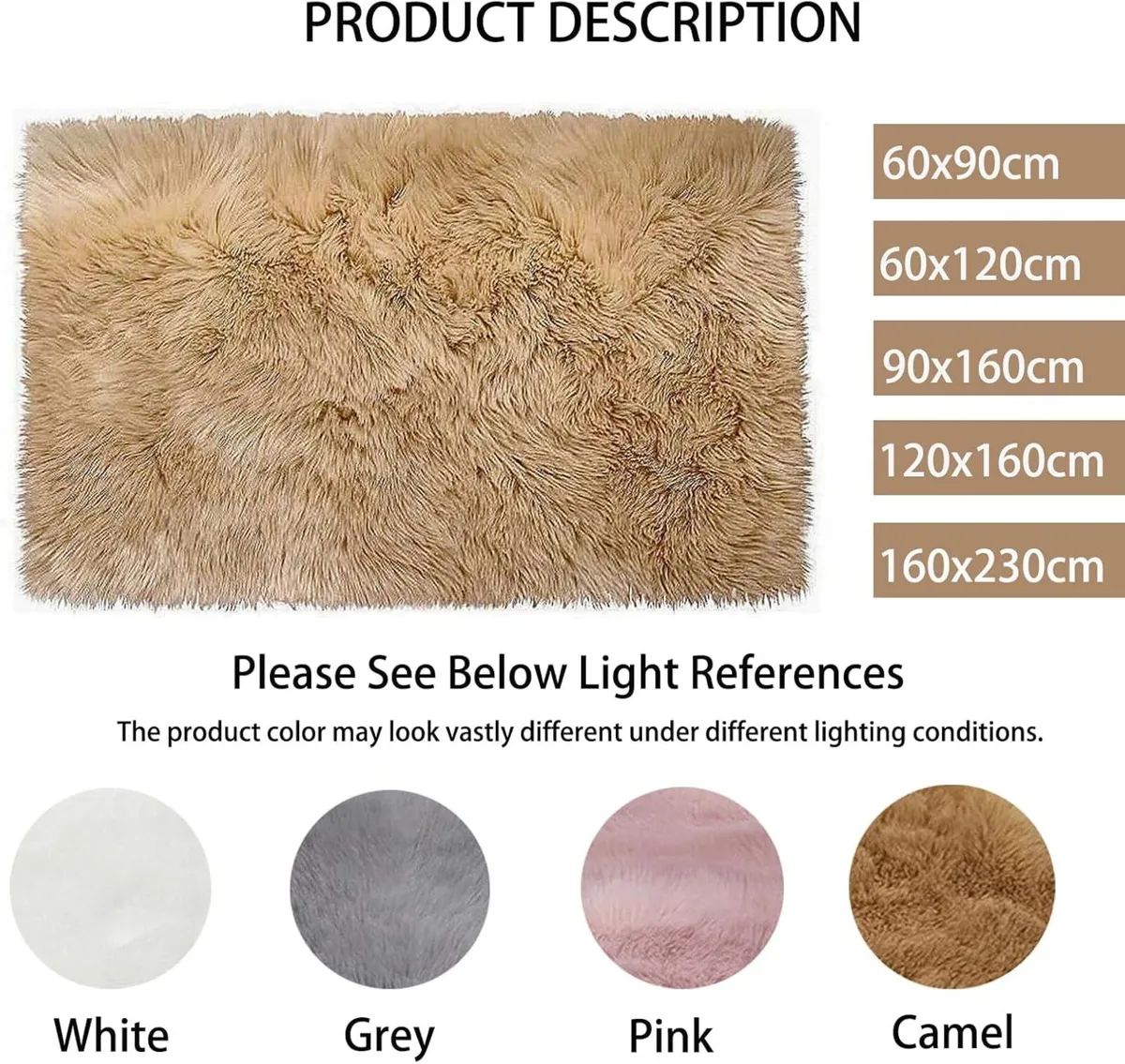 Faux Fur Rug Small Fluffy Soft Rugs for Bedroom - Image 2