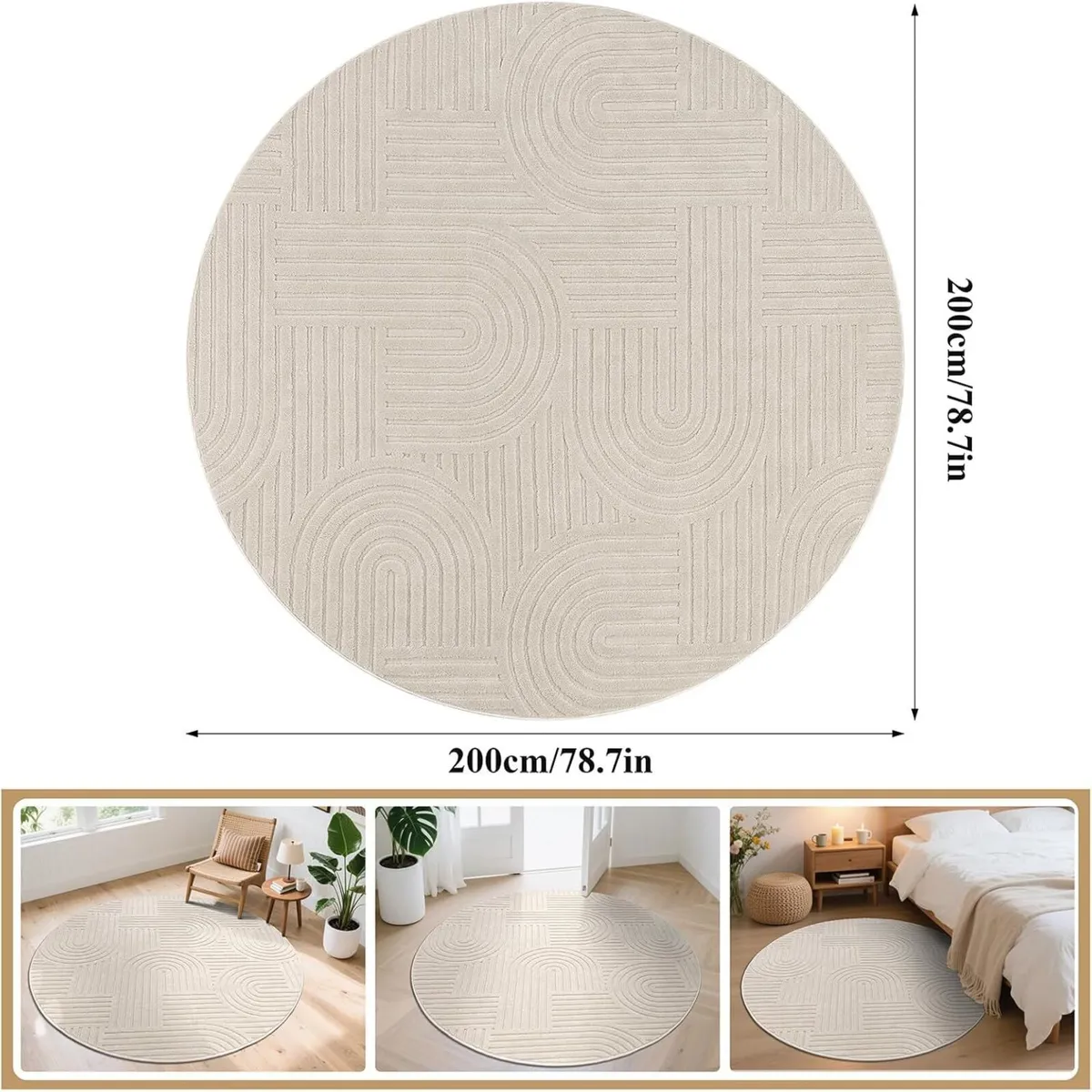 Round Large Rugs for Living Room 200cm Machine - Image 2