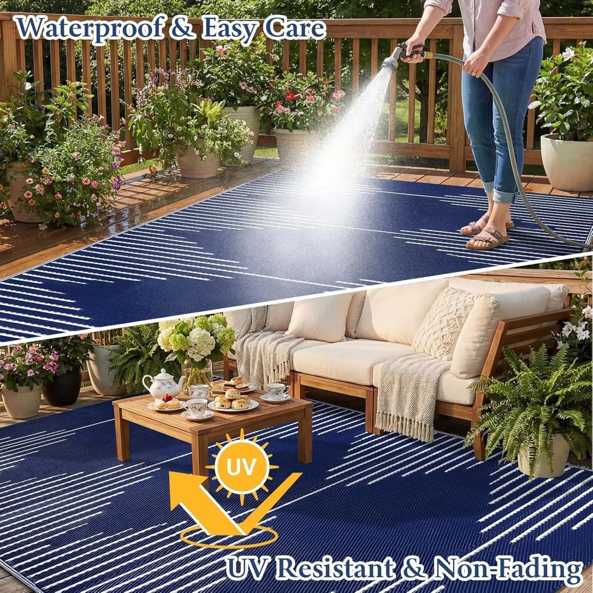 Outdoor Rug for Patio Waterproof 245x305cm - Image 4