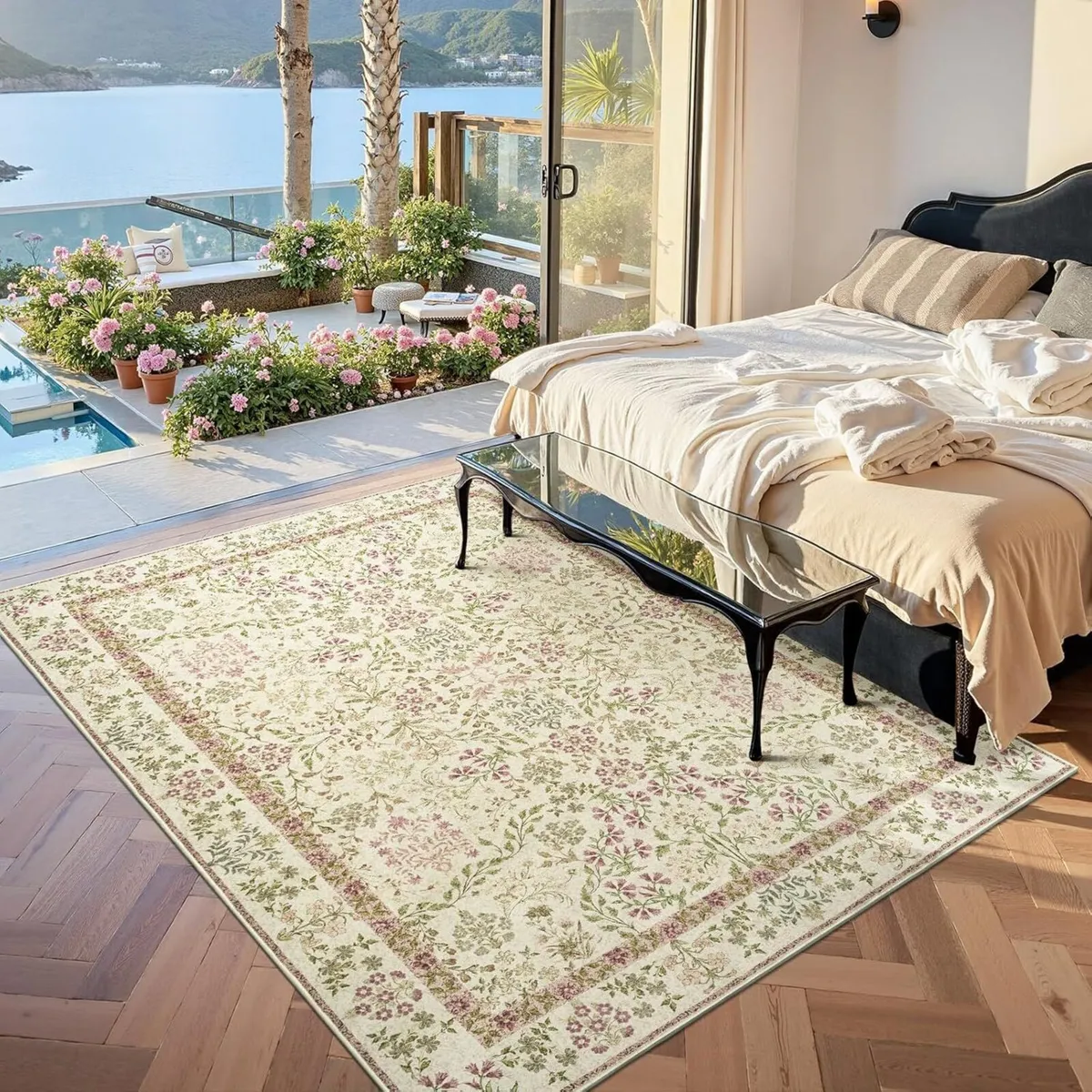 Vintage Floral Area Rug 150x210cm Soft Machine - Image 1