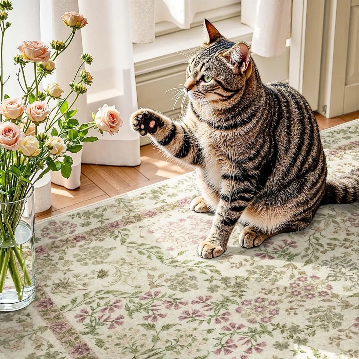 Vintage Floral Area Rug 150x210cm Soft Machine - Image 4