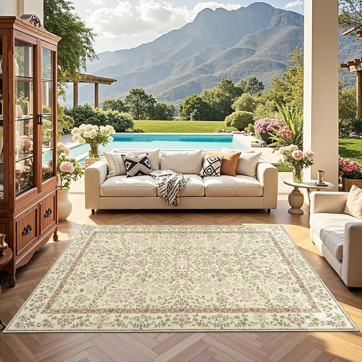 Vintage Floral Area Rug 150x210cm Soft Machine - Image 3