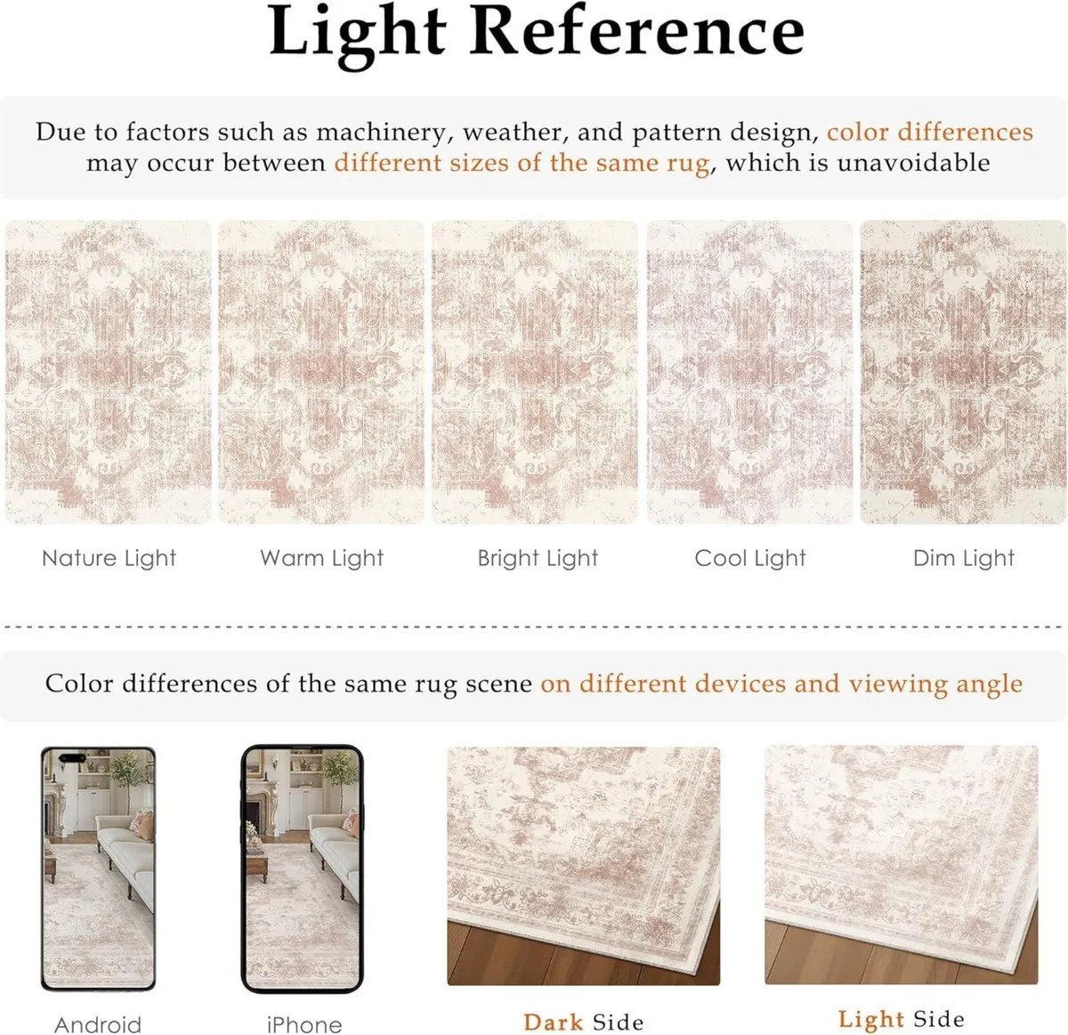 Vintage Pink Rugs Living Room Washable Non Slip - Image 2