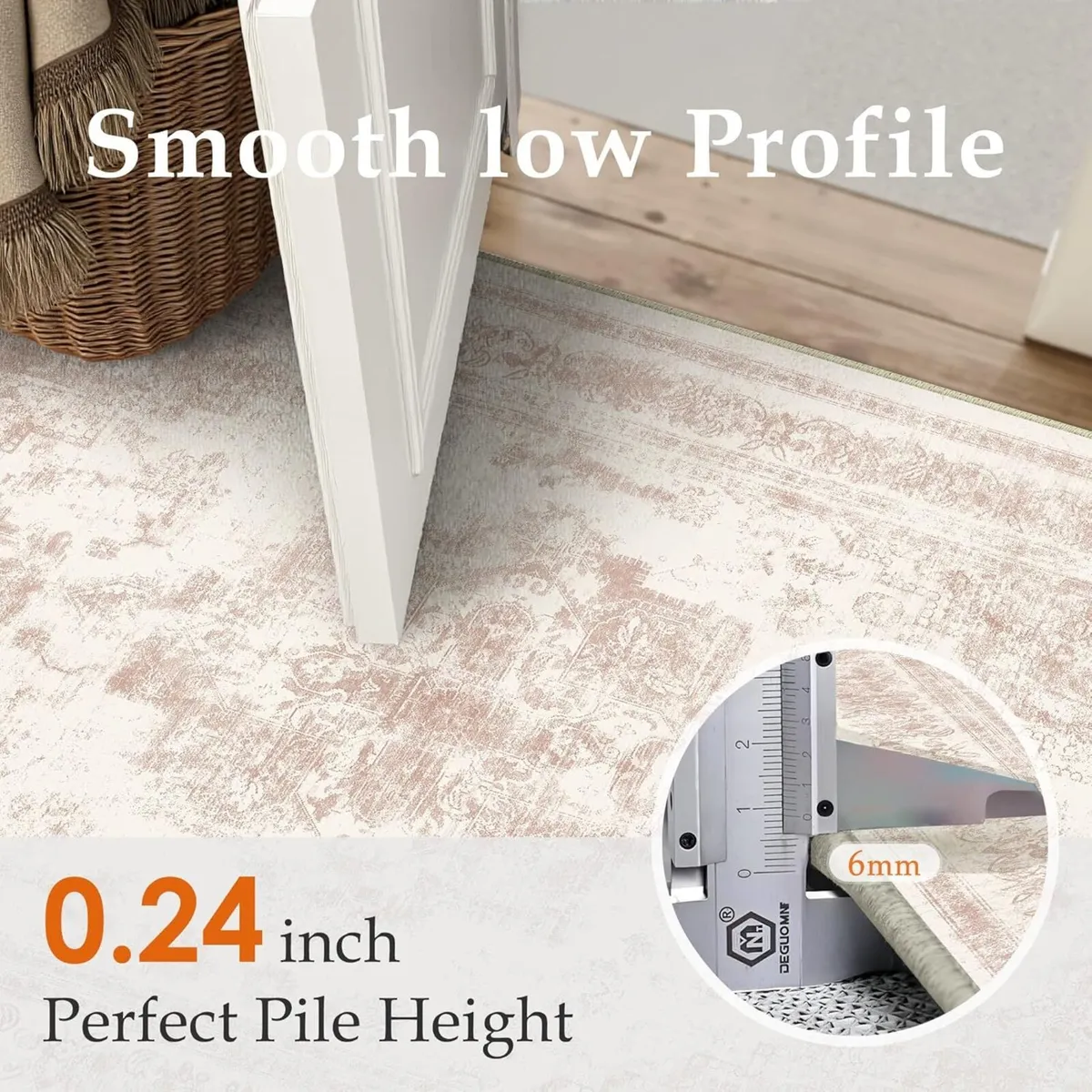 Vintage Pink Rugs Living Room Washable Non Slip - Image 3