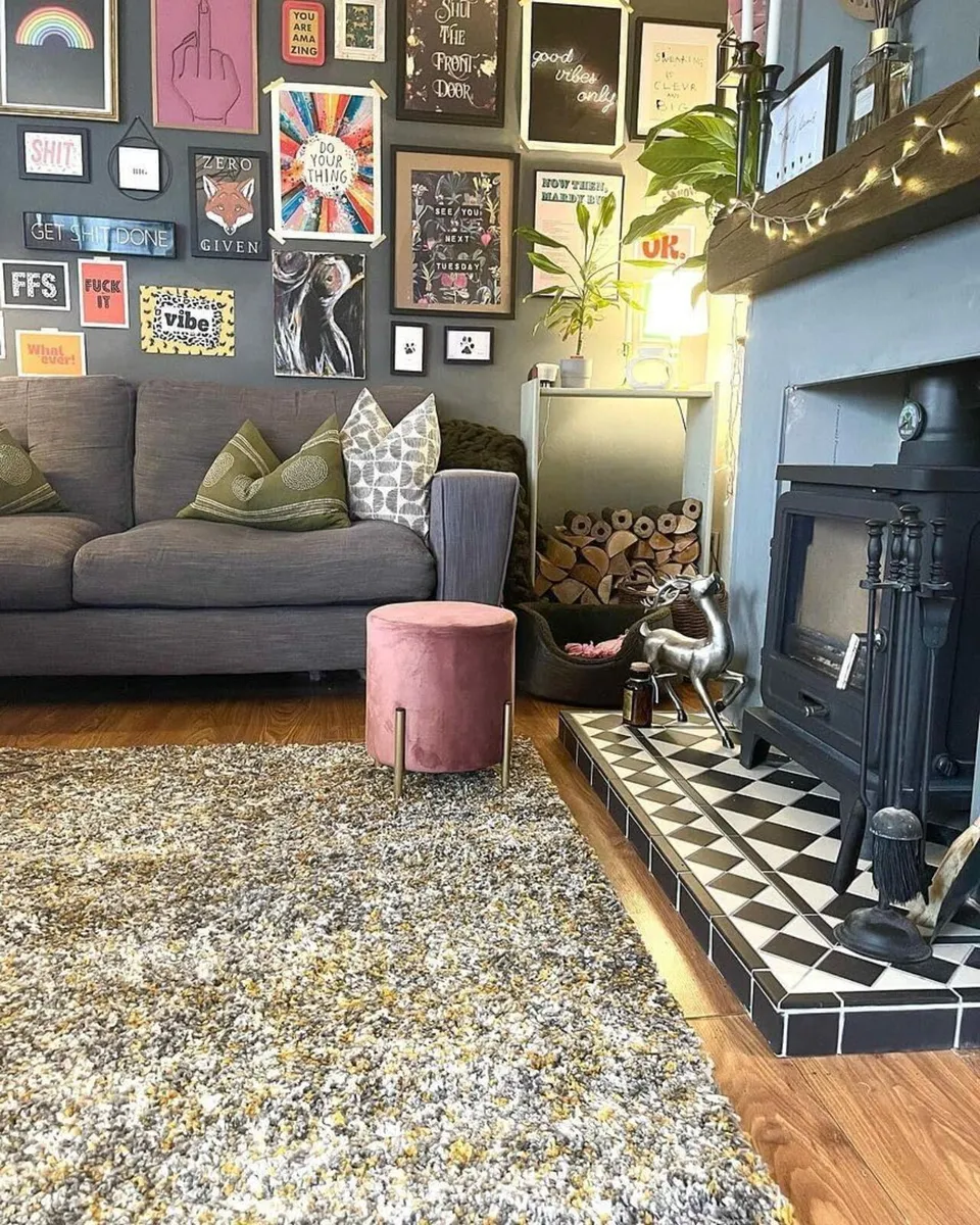 Yellow Grey Soft Shaggy Rug Thick Durable Easy - Image 2