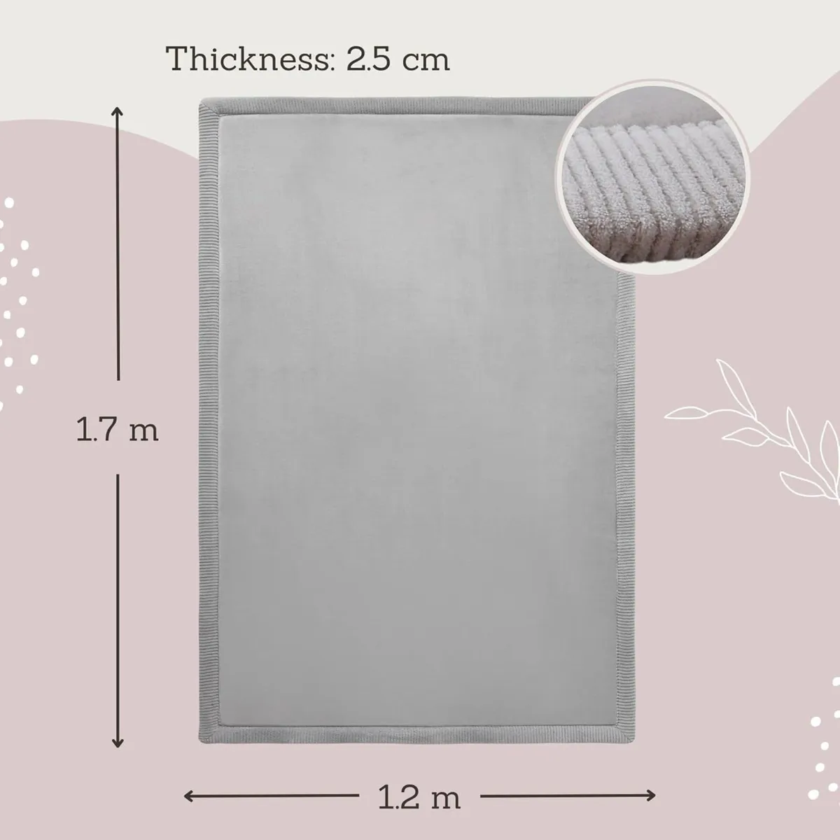 Premium Large Coral Velvet Baby Play Mat 170x120x2 - Image 2