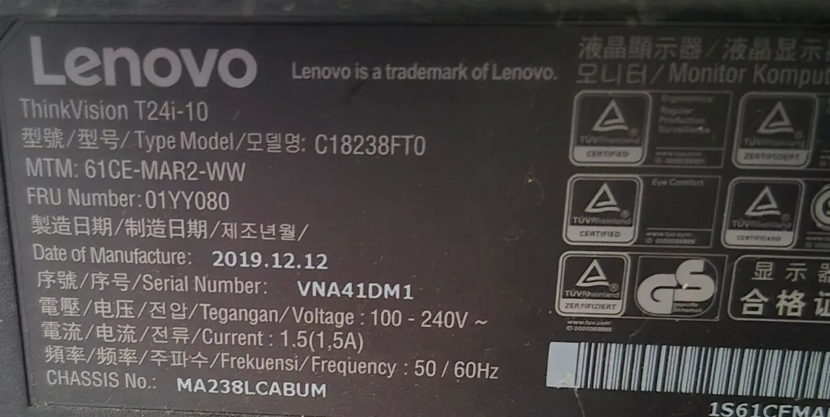 lenovo HD Monitors x 2 T24i-10 - Image 3