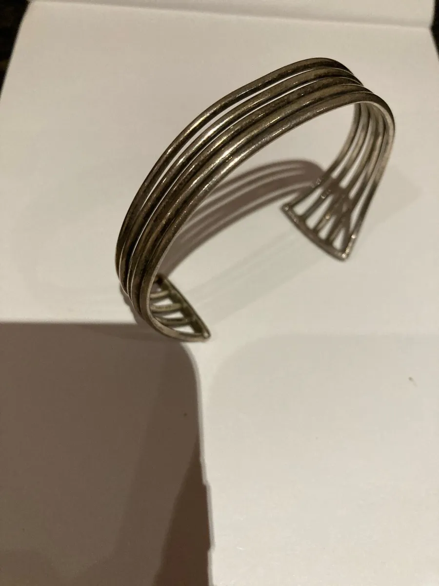 Heavy Sterling Silver cuff bangle - Image 1