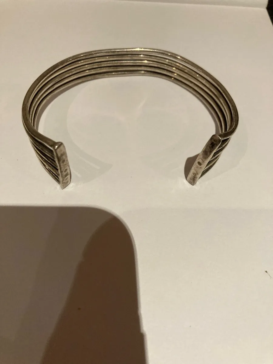 Heavy Sterling Silver cuff bangle - Image 2