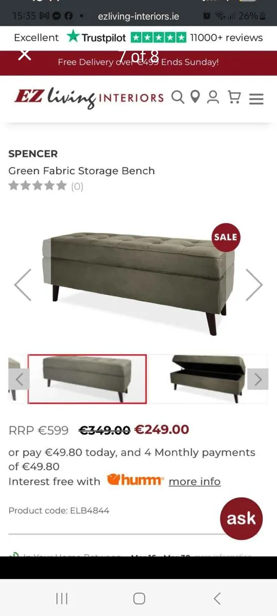 EZ Living  Storage Bench - Image 4