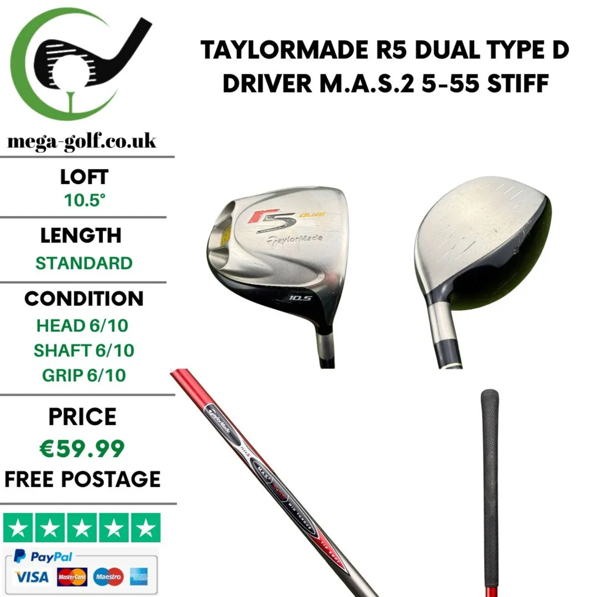 Taylormade R5 Dual Type D Driver / 10.5° / Stiff - Image 1