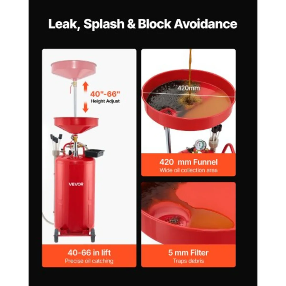 79.5L Waste Oil Drain Tank, Air Operated Portable - Image 2