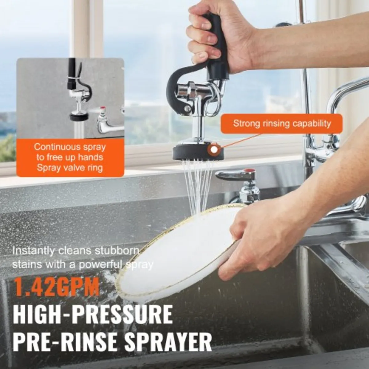 Faucet with Pre-Rinse Sprayer, 36" (91.4 cm) Heigh - Image 2