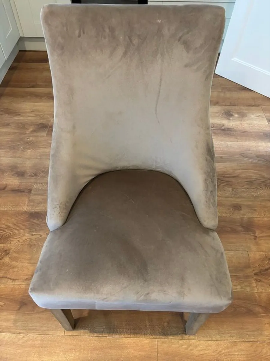 6 Dining Chairs in Taupe / Grey Fabric - Image 1