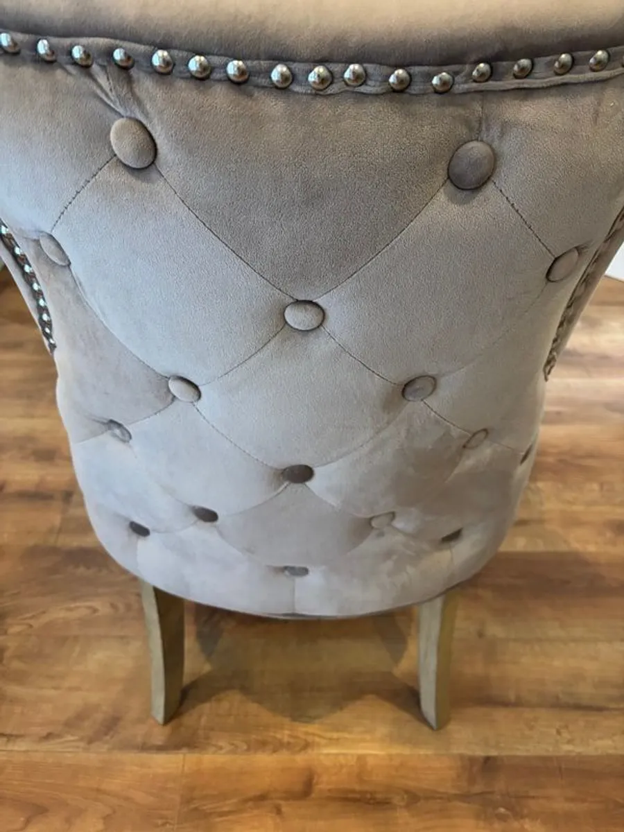6 Dining Chairs in Taupe / Grey Fabric - Image 2