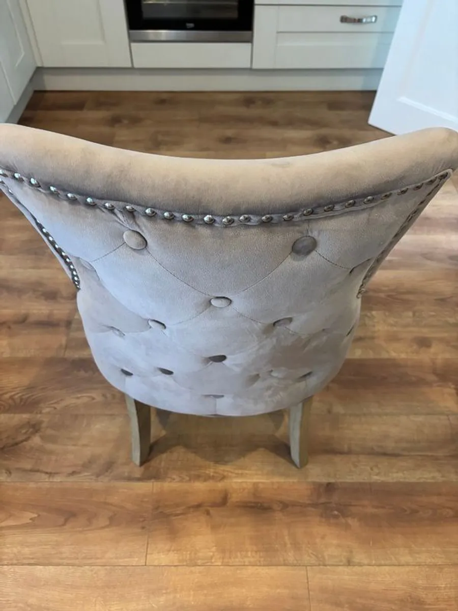 6 Dining Chairs in Taupe / Grey Fabric - Image 3