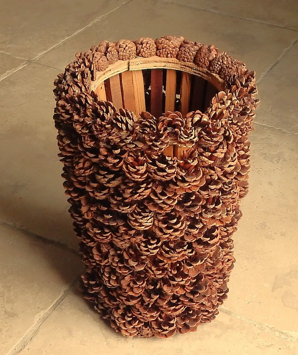 Handmade Rustic Pine Cone Planter/Container - Image 1