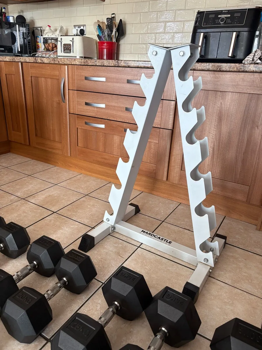 RUBBER HEX DUMBBELL SET AND VERTICAL RACK!! - Image 4