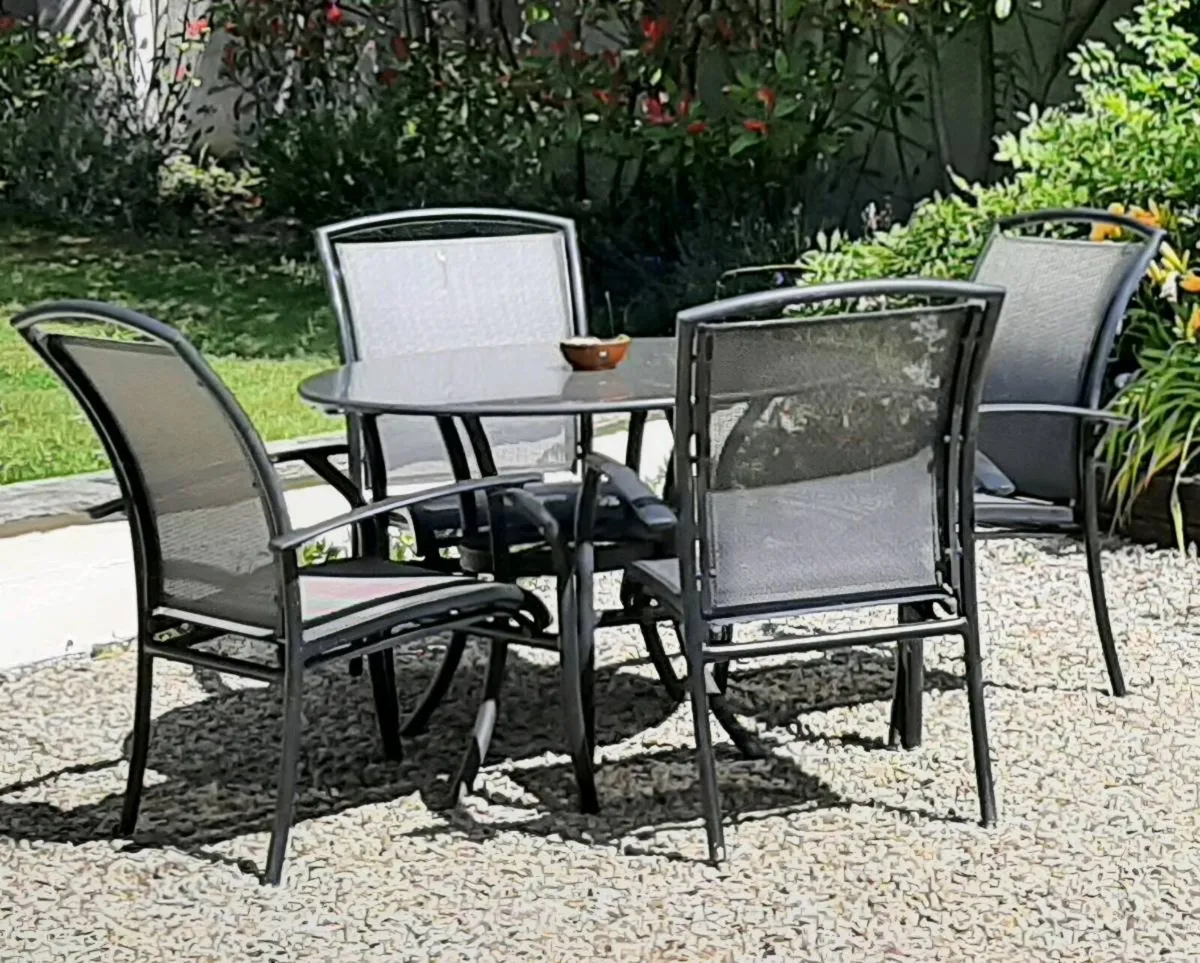 Granite Patio Table & 4 Chairs - Image 1