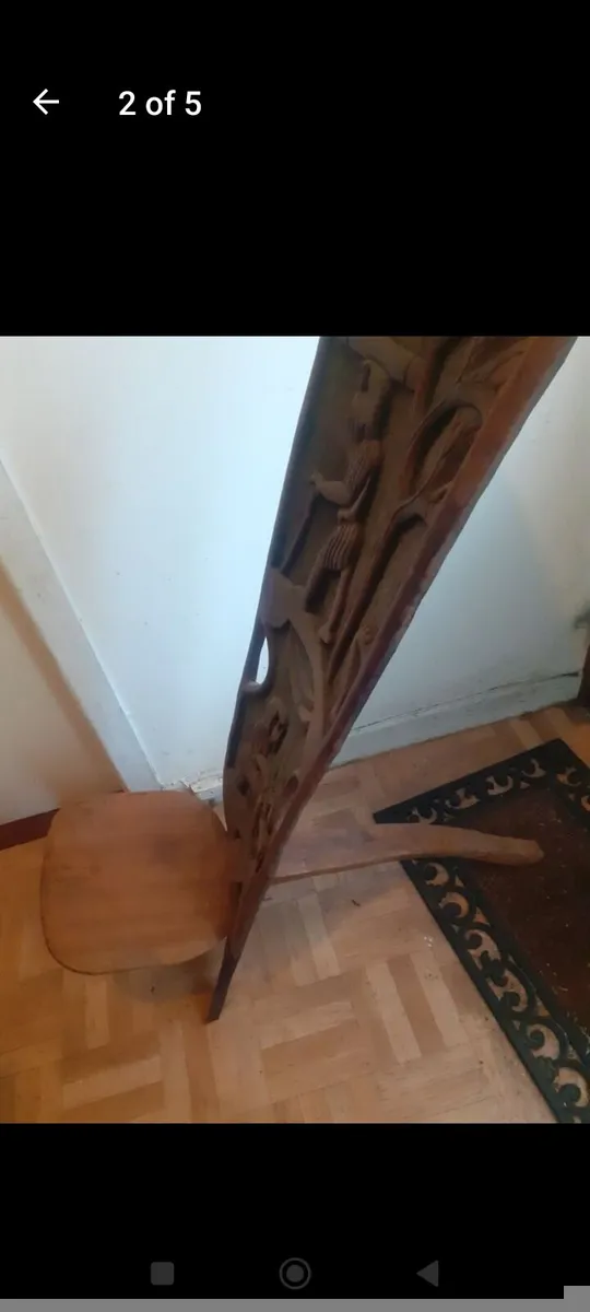 Vintage African hand carved folding seats - Image 2