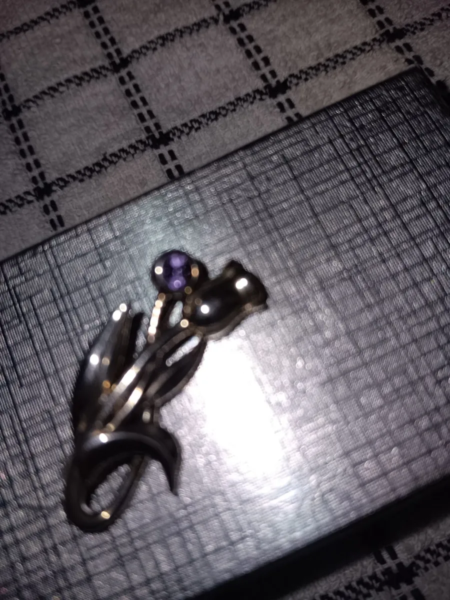 Silver amethyst brooch - Image 4