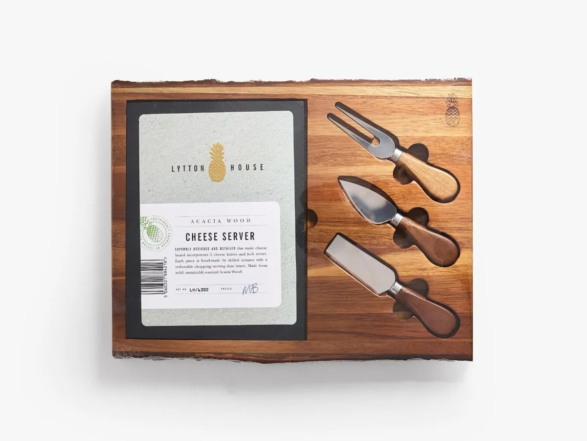 Acacia Wood CHEESE BOARD & SLATE (unopened) - Image 2