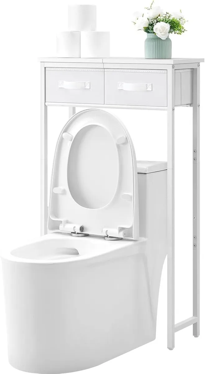 2-Tier Over The Toilet Storage with 2 Fabric - Image 1