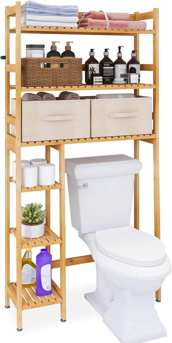 Over The Toilet Storage Bamboo 6-Tier Bathroom - Image 1