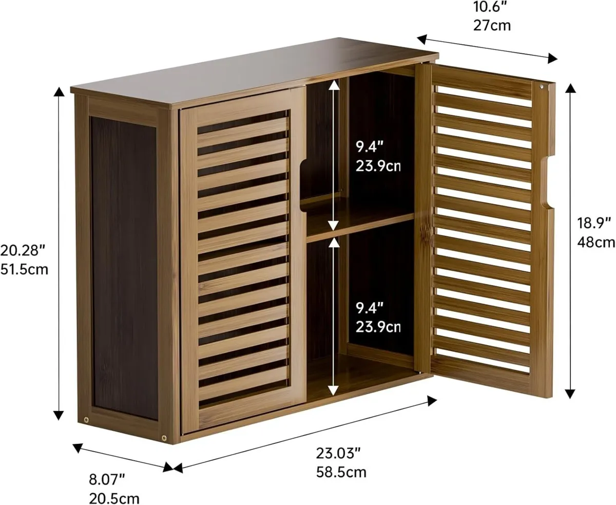 Medicine Cabinet Walnut Bathroom Wall Mounted - Image 3