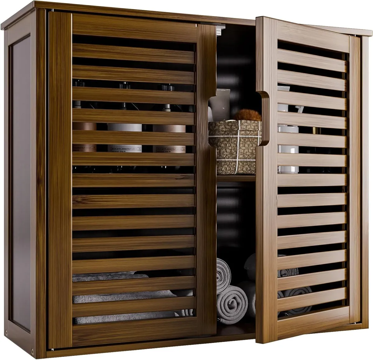 Medicine Cabinet Walnut Bathroom Wall Mounted - Image 1