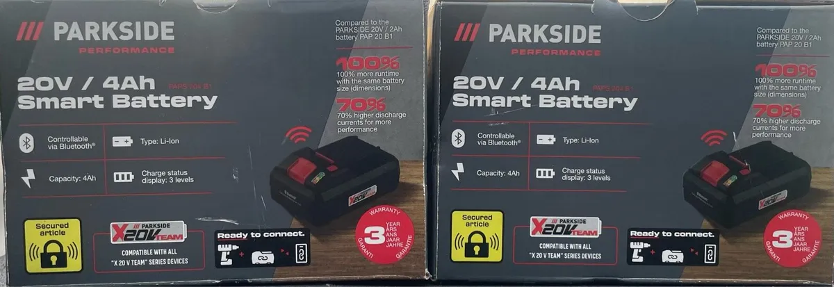 2X Parkside Perfomance 20V 4Ah Smart Battery