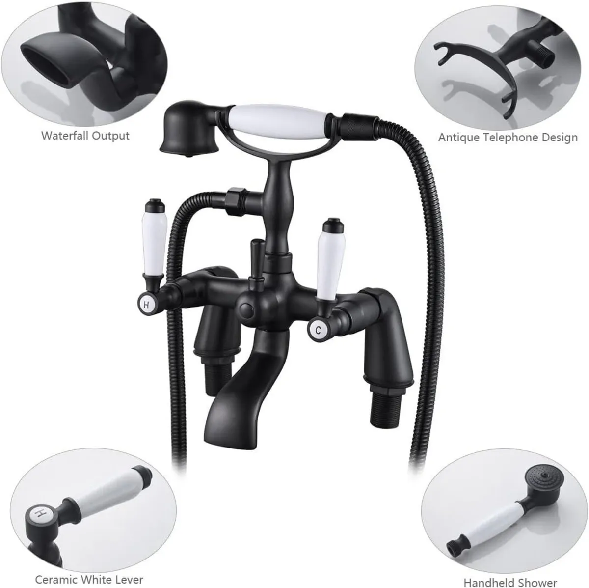 Traditional Bathtub Mixer Tap Victorian Bath - Image 3