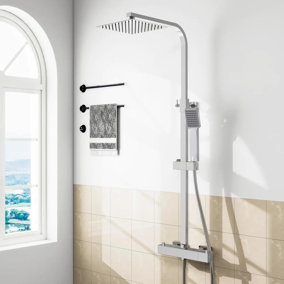 Thermostatic Mixer Shower Set Square Bathroom - Image 1