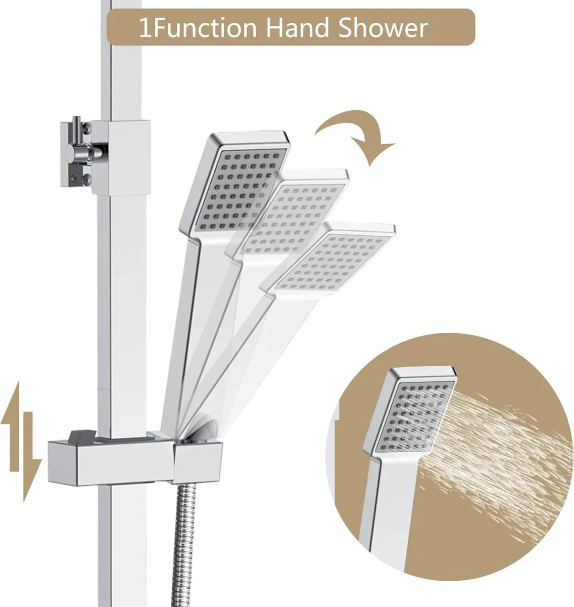 Thermostatic Mixer Shower Set Square Bathroom - Image 3