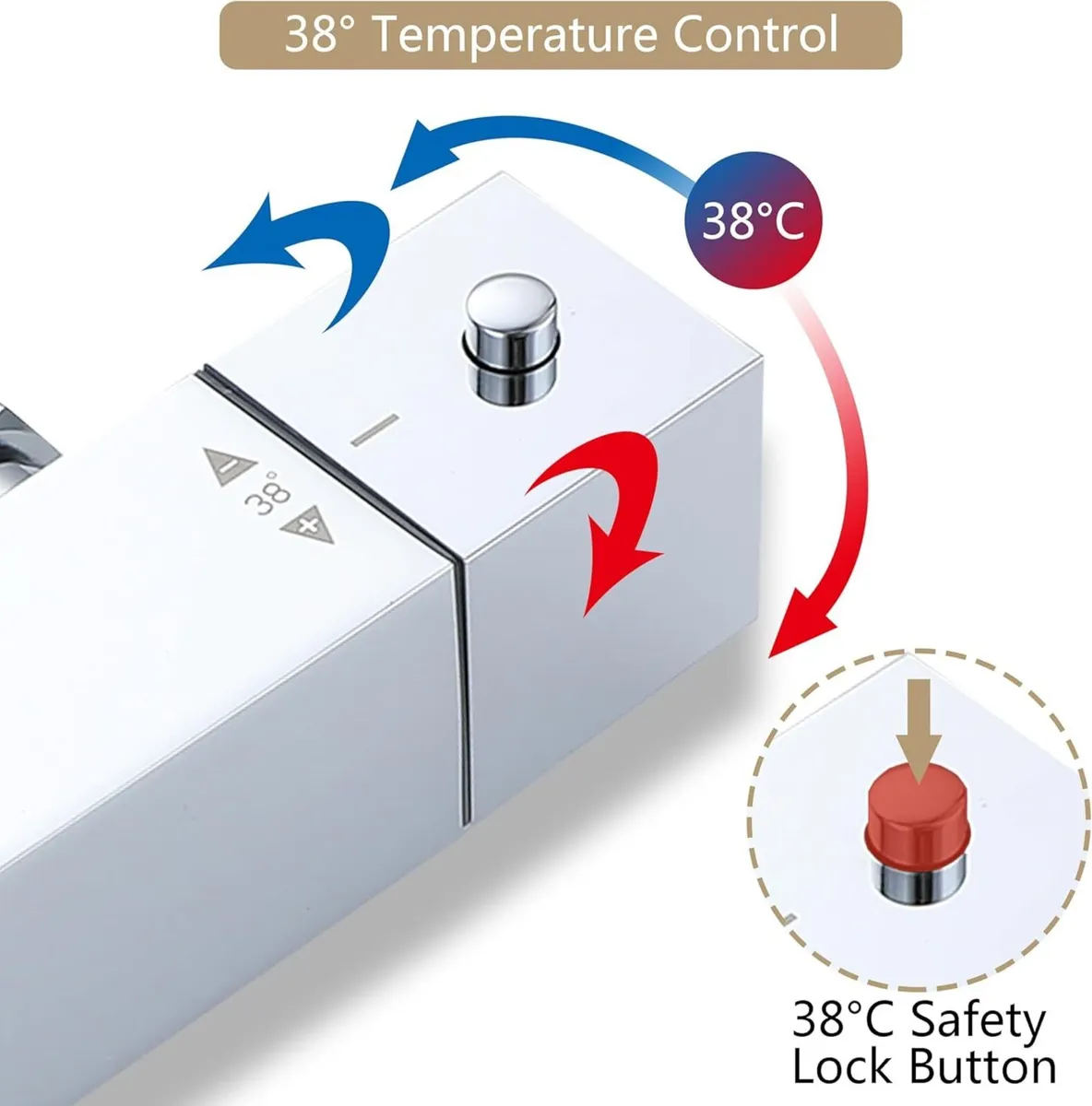 Thermostatic Mixer Shower Set Square Bathroom - Image 4