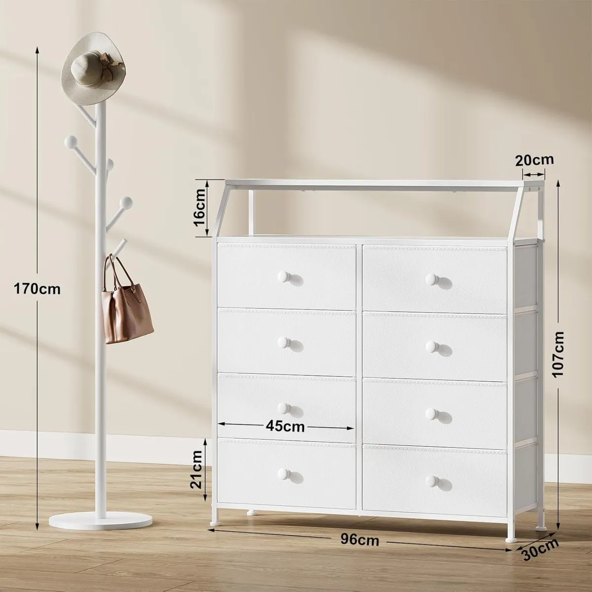 Chest of Drawers with 8 White Dresser for Bedroom - Image 2